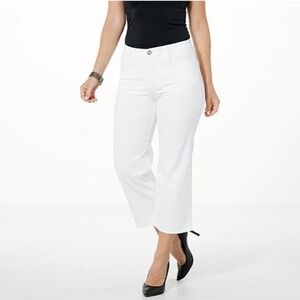 WynneDenim Performance Stretch Wide Leg Crop Jean White - 16P